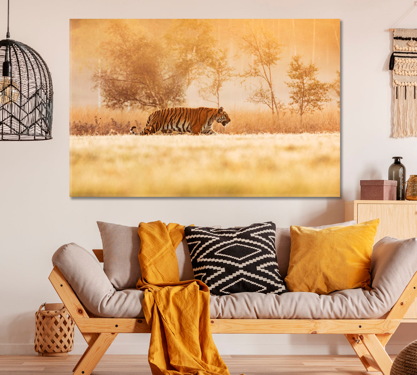 Tiger in Taiga Canvas Print ArtLexy 1 Panel 24"x16" inches 
