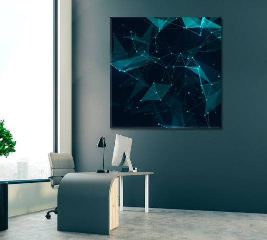 Abstract Network Connection Canvas Print ArtLexy 1 Panel 12"x12" inches 
