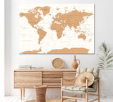 Political Vintage World Map Canvas Print ArtLexy 1 Panel 24"x16" inches 
