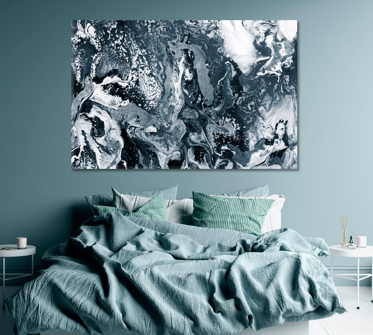 Abstract Grey Waves Canvas Print ArtLexy 1 Panel 24"x16" inches 
