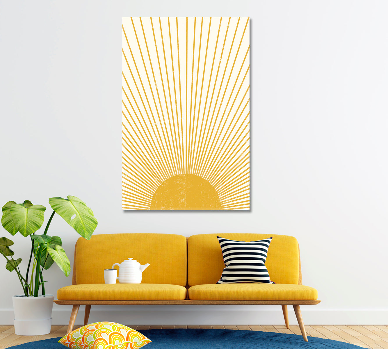 Abstract Minimalist Geometric Sunset Canvas Print ArtLexy 1 Panel 16"x24" inches 