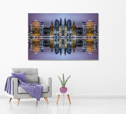 New York Reflection Canvas Print ArtLexy 1 Panel 24"x16" inches 