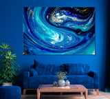 Abstract Blue Swirls of Marble Canvas Print ArtLexy 1 Panel 24"x16" inches 