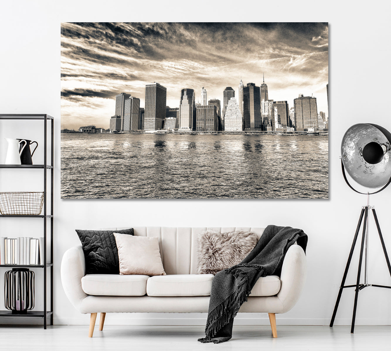Downtown Manhattan and East River Canvas Print ArtLexy 1 Panel 24"x16" inches 