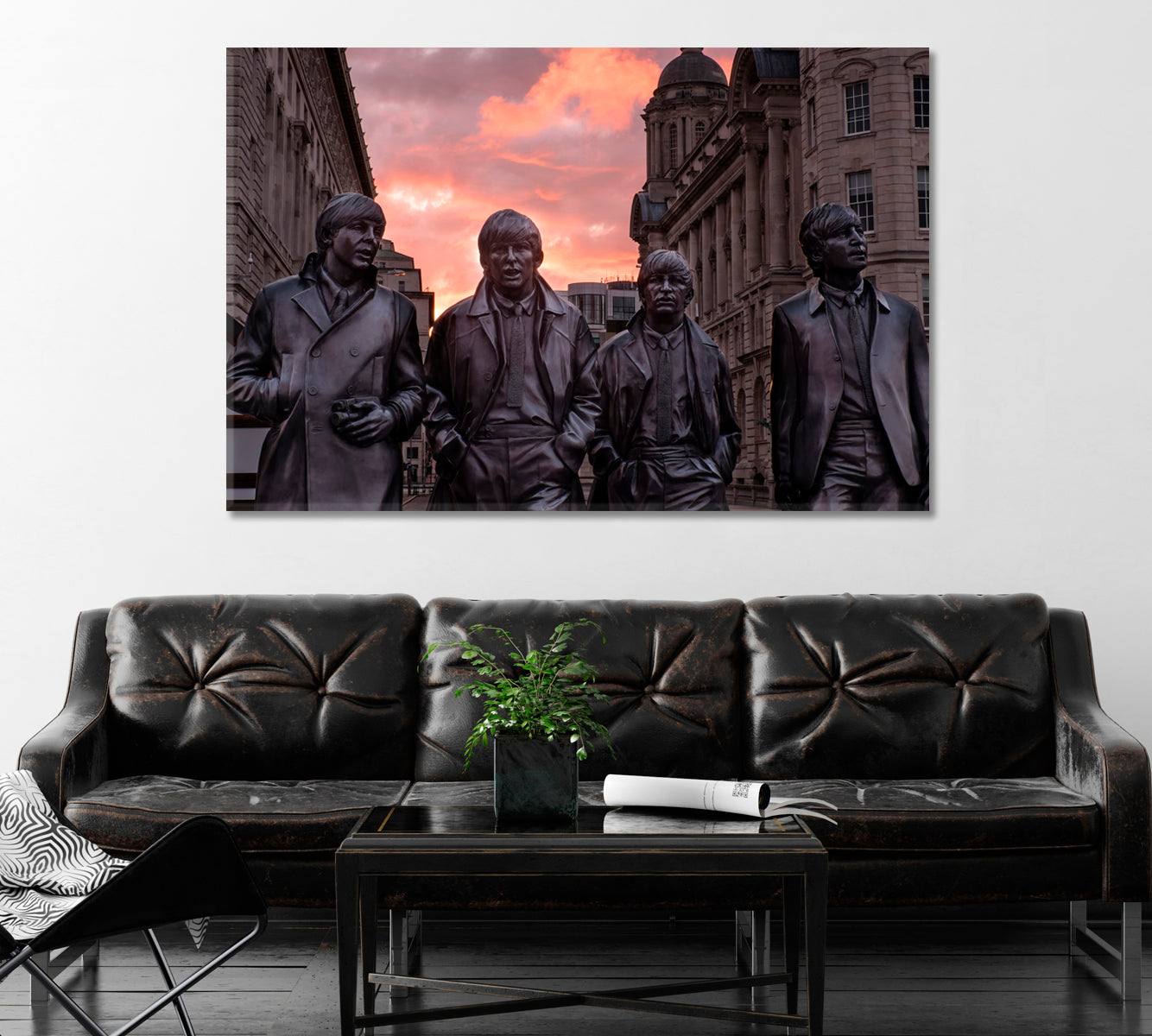 Statue of The Beatles Liverpool Canvas Print ArtLexy 1 Panel 24"x16" inches 