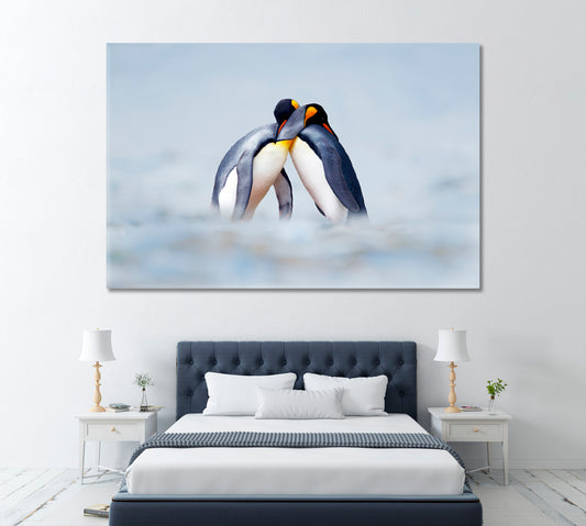 Cuddling King Penguins Canvas Print ArtLexy 1 Panel 24"x16" inches 