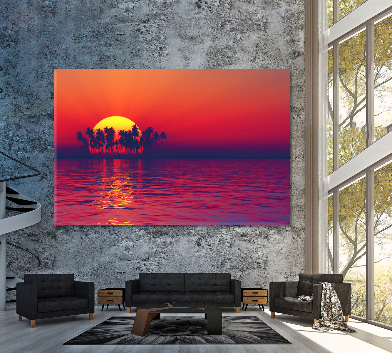 Tropical Island Sunset Canvas Print ArtLexy   