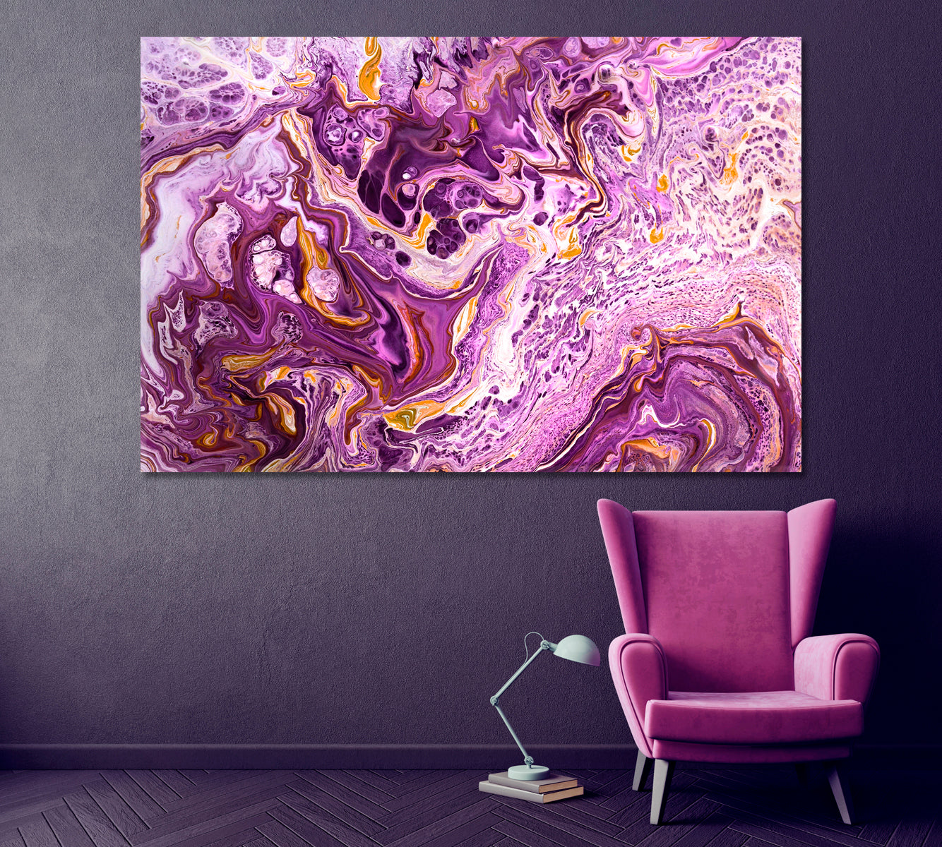 Abstract Purple Liquid Pattern Canvas Print ArtLexy 1 Panel 24"x16" inches 
