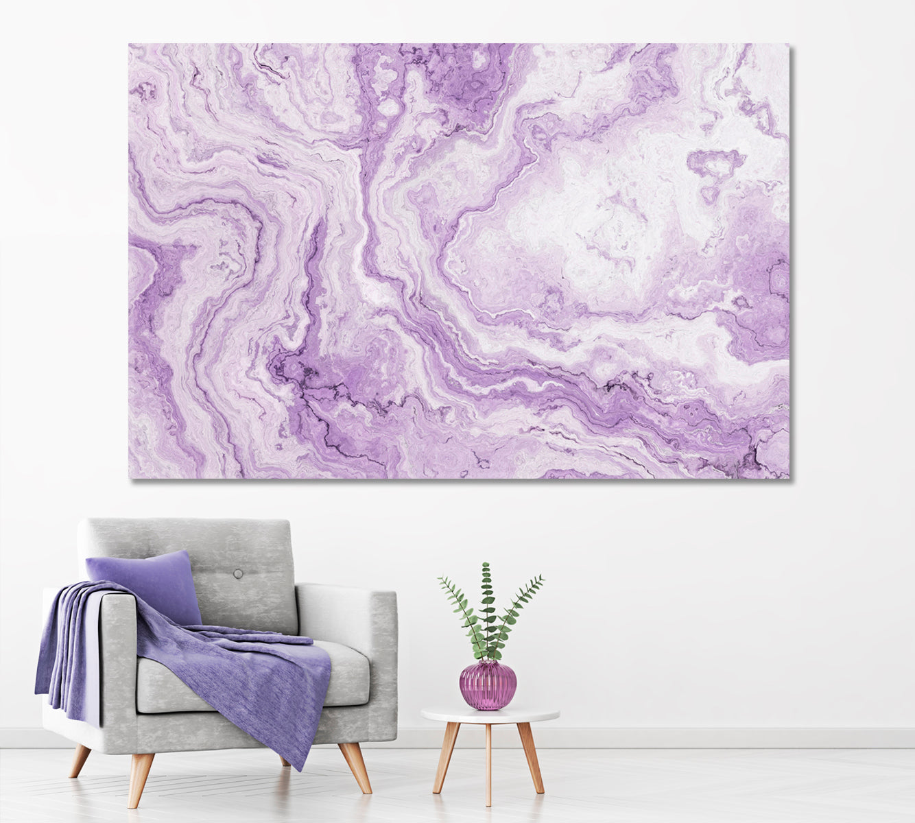 Purple Marble Abstract Pattern Canvas Print ArtLexy 1 Panel 24"x16" inches 