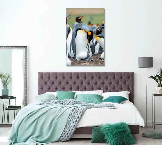 King Penguin Family Canvas Print ArtLexy 1 Panel 16"x24" inches 