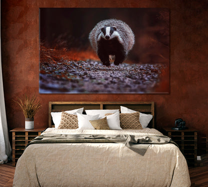 Badger in Forest Canvas Print ArtLexy 1 Panel 24"x16" inches 