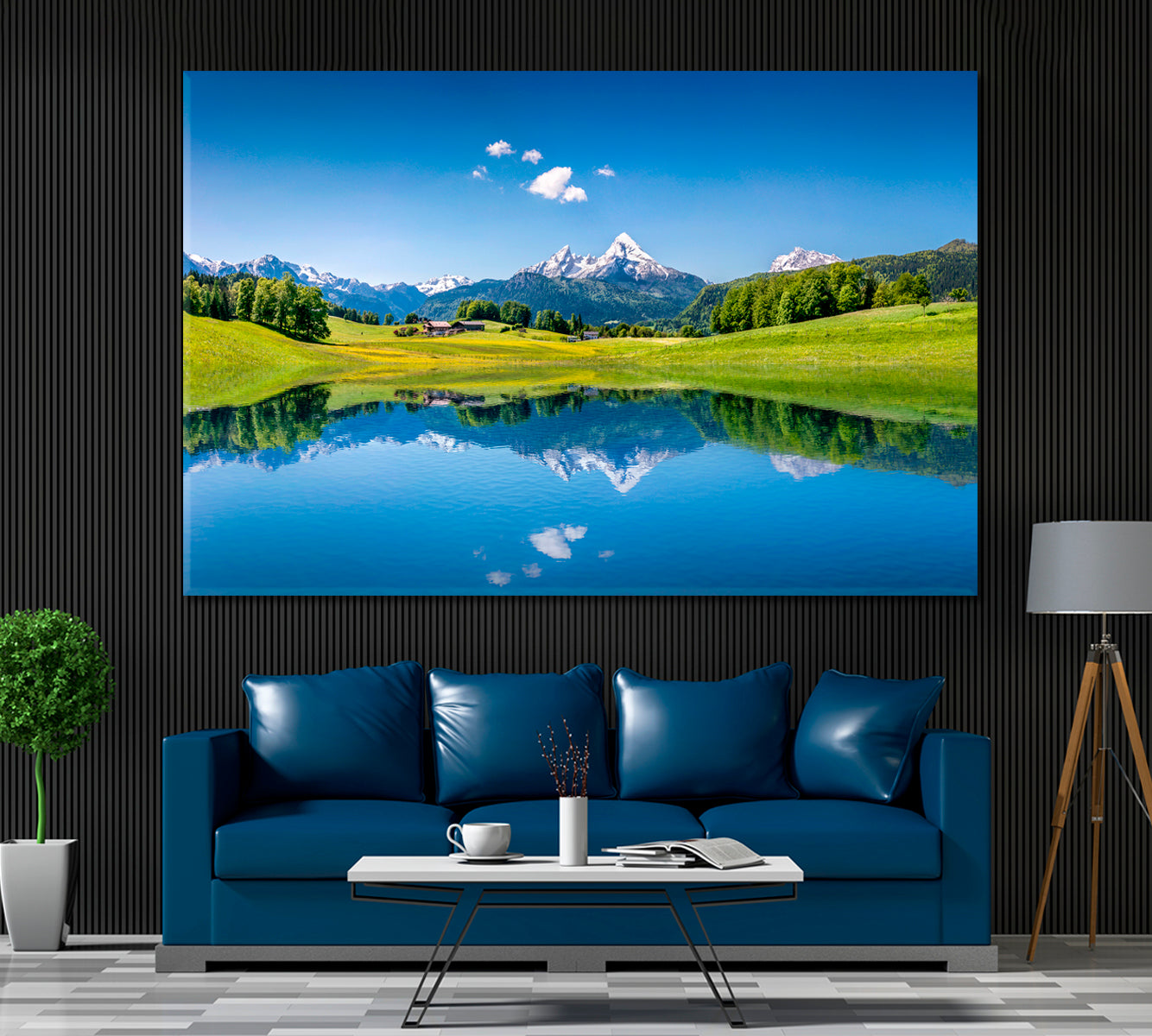 Summer Landscape of Alps Canvas Print ArtLexy 1 Panel 24"x16" inches 