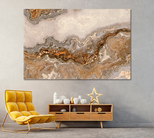 Luxury Curly Marble with Golden Veins Canvas Print ArtLexy 1 Panel 24"x16" inches 