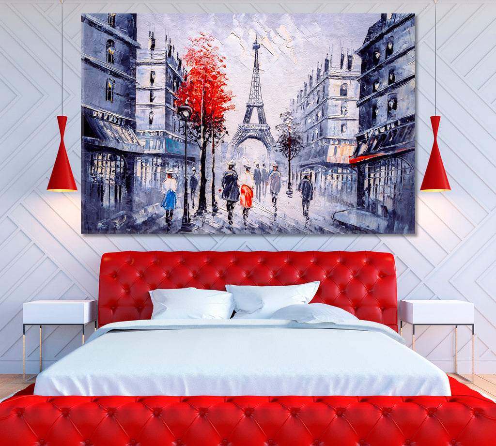Street View of Paris Canvas Print ArtLexy 1 Panel 24"x16" inches 