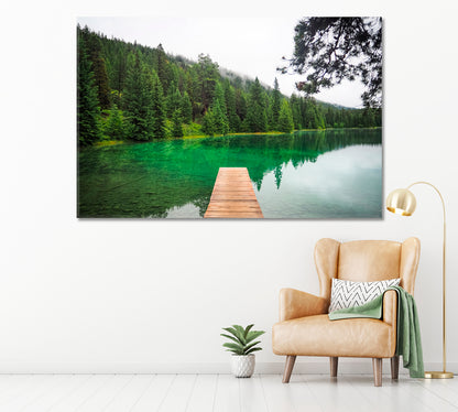 Wooden Pier on Lake Canada Canvas Print ArtLexy 1 Panel 24"x16" inches 