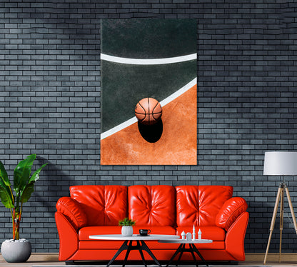 Basketball on Basketball Court Canvas Print ArtLexy   