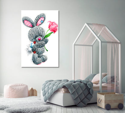 Bunny with Flower Canvas Print ArtLexy   