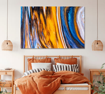 Modern Bright Blue & Yellow Swirls Canvas Print ArtLexy 1 Panel 24"x16" inches 