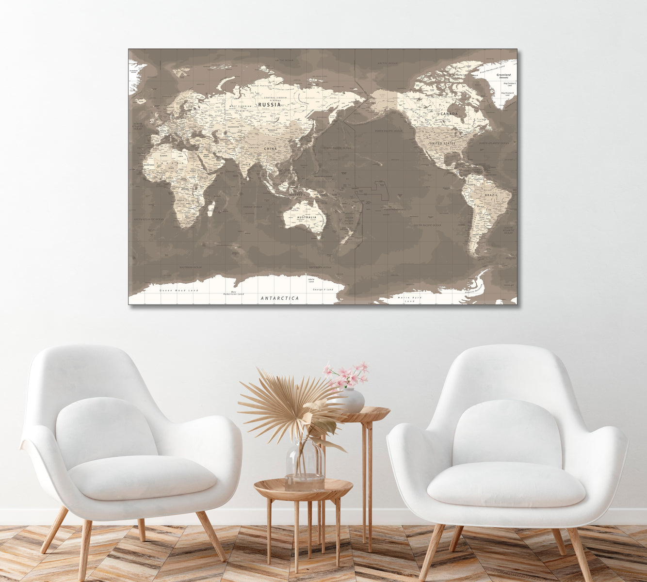 Political Topographic World Map Canvas Print ArtLexy   