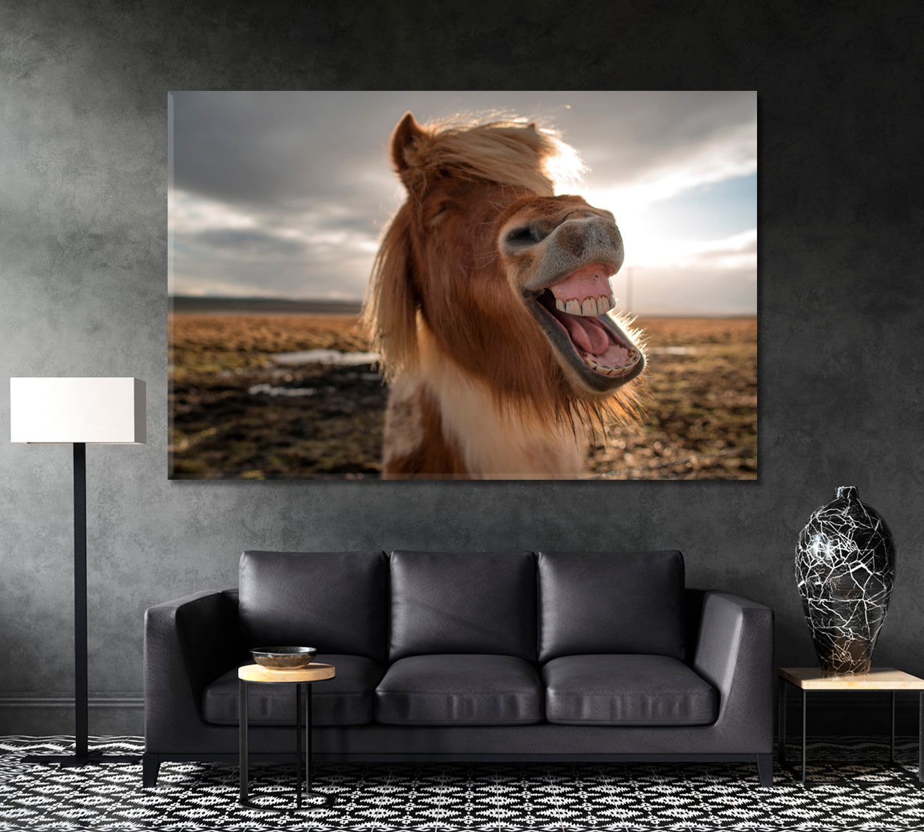 Funny Icelandic Horse Canvas Print ArtLexy 1 Panel 24"x16" inches 