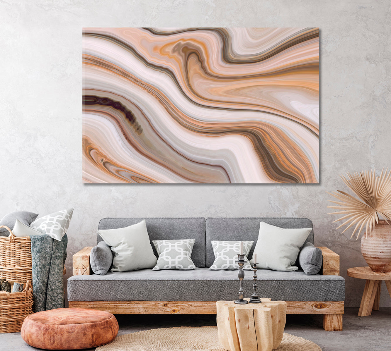 Brown Marble Ink Pattern Canvas Print ArtLexy 1 Panel 24"x16" inches 