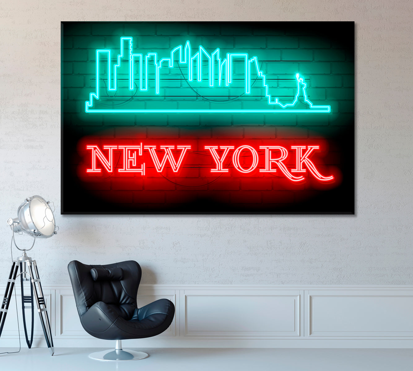New York Neon Sign Canvas Print ArtLexy 1 Panel 24"x16" inches 