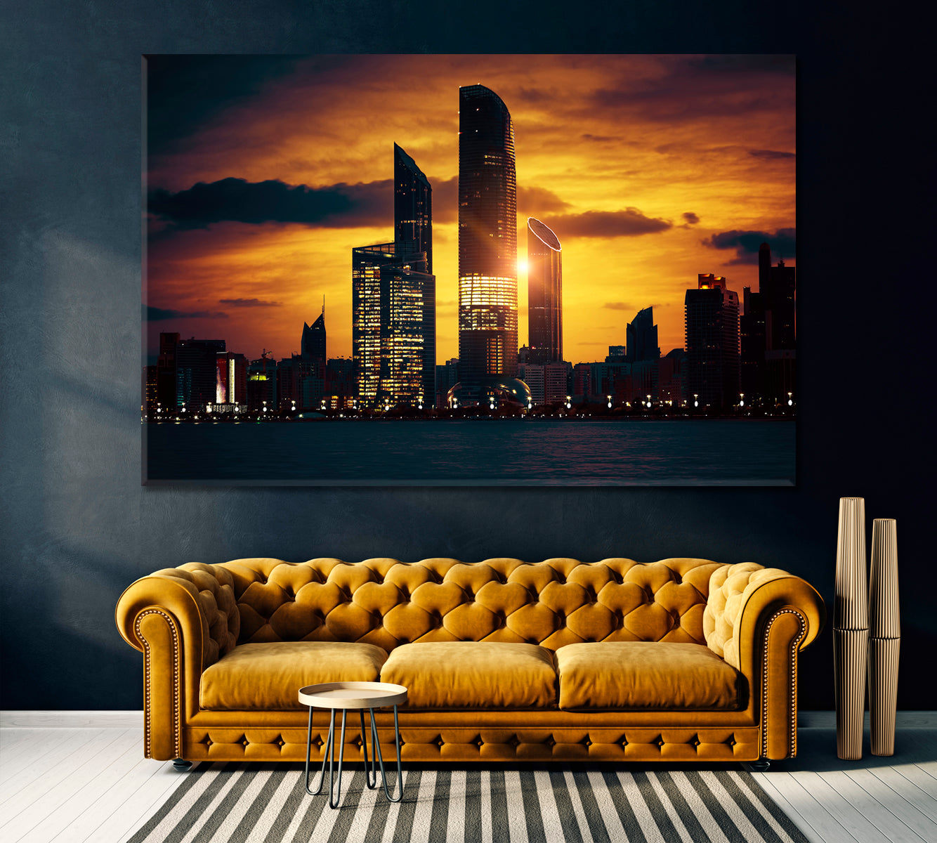 Abu Dhabi Skyline Canvas Print ArtLexy 1 Panel 24"x16" inches 