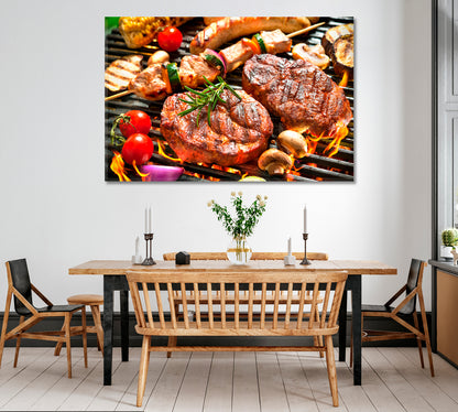 Grilled Meat with Vegetables Canvas Print ArtLexy   