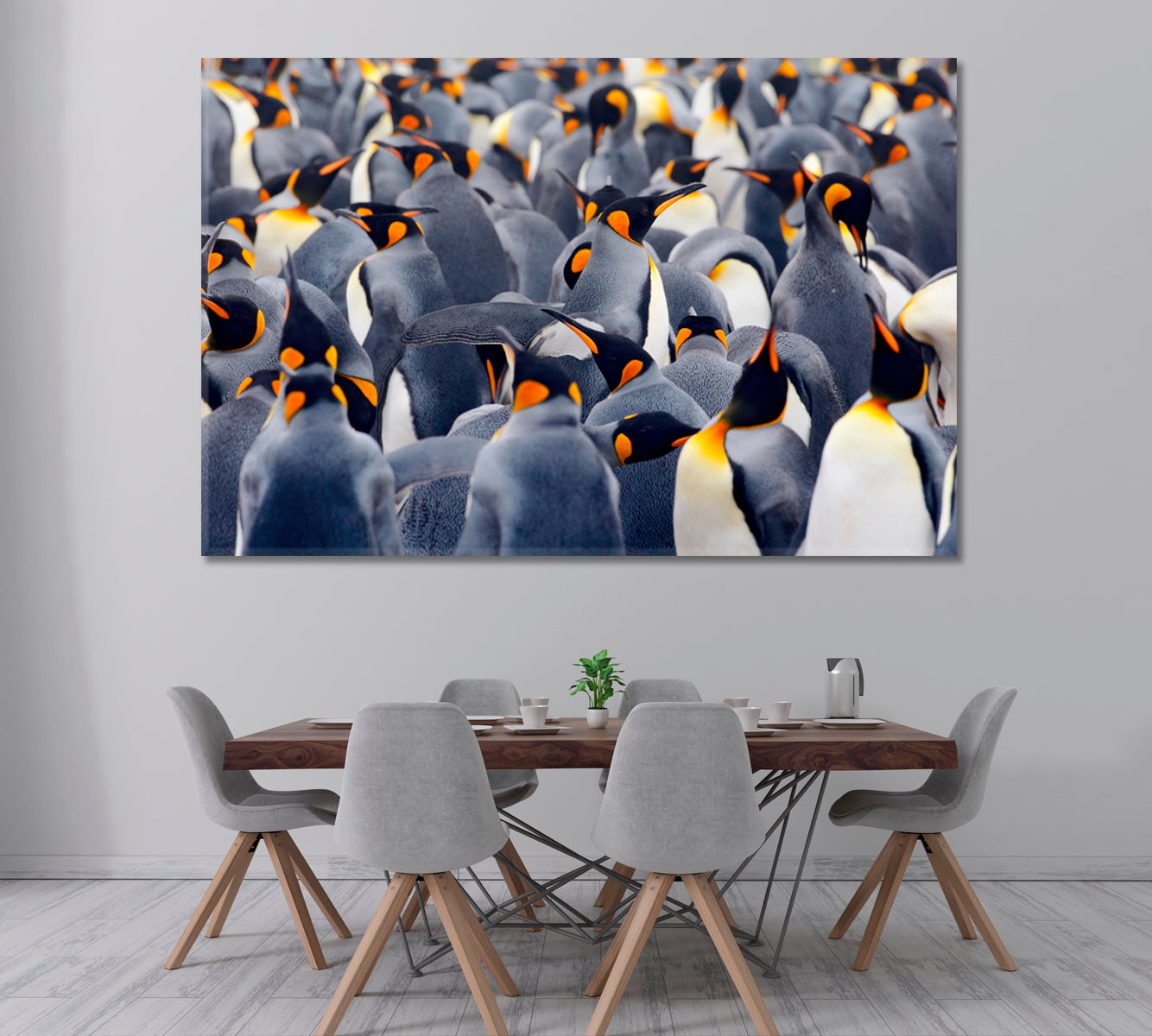 King Penguins Falkland Islands Canvas Print ArtLexy 1 Panel 24"x16" inches 