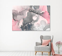Abstract Gray & Pink Marble Canvas Print ArtLexy 1 Panel 24"x16" inches 