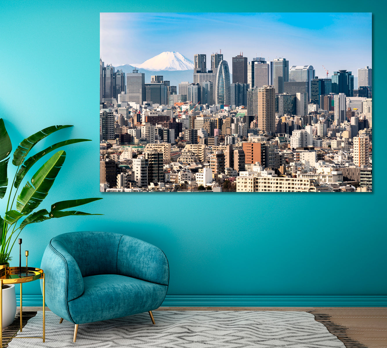 Mountain Fuji with Tokyo Skyline Canvas Print ArtLexy 1 Panel 24"x16" inches 