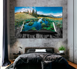 Alpine Mountain Valley on Pages of Magical Book Canvas Print ArtLexy 1 Panel 24"x16" inches 