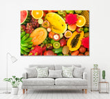 Colorful Fresh Tropical Fruits Canvas Print ArtLexy 1 Panel 24"x16" inches 