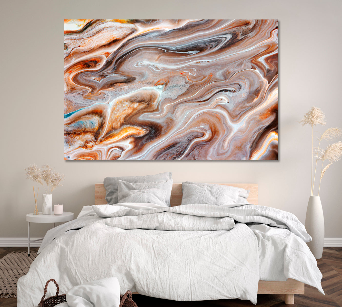 Abstract Marble Mixed Ink Canvas Print ArtLexy 1 Panel 24"x16" inches 