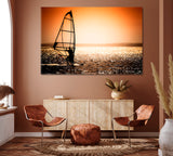 Windsurfer Against Sunset Canvas Print ArtLexy 1 Panel 24"x16" inches 
