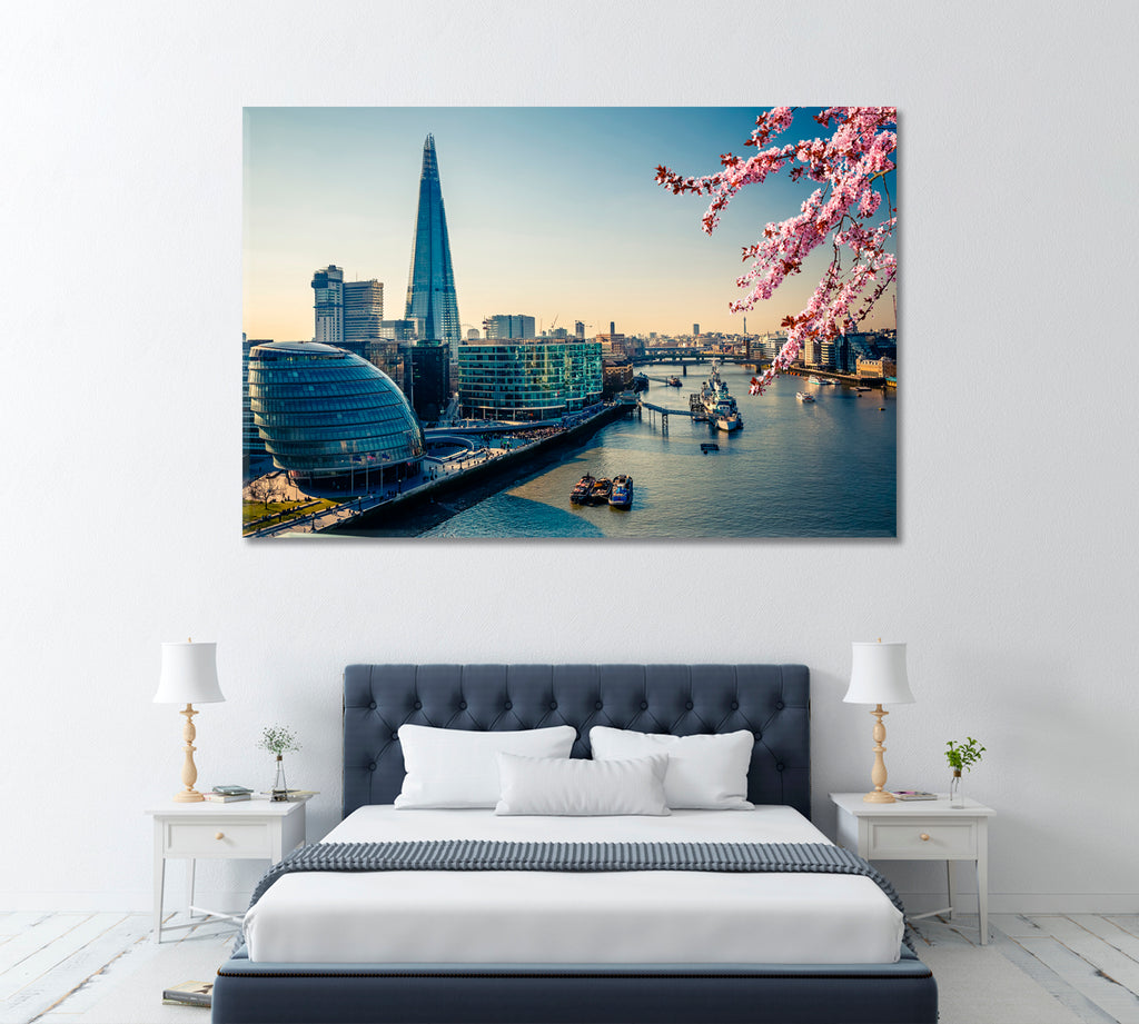 London Cityscape in Spring Canvas Print ArtLexy 1 Panel 24"x16" inches 