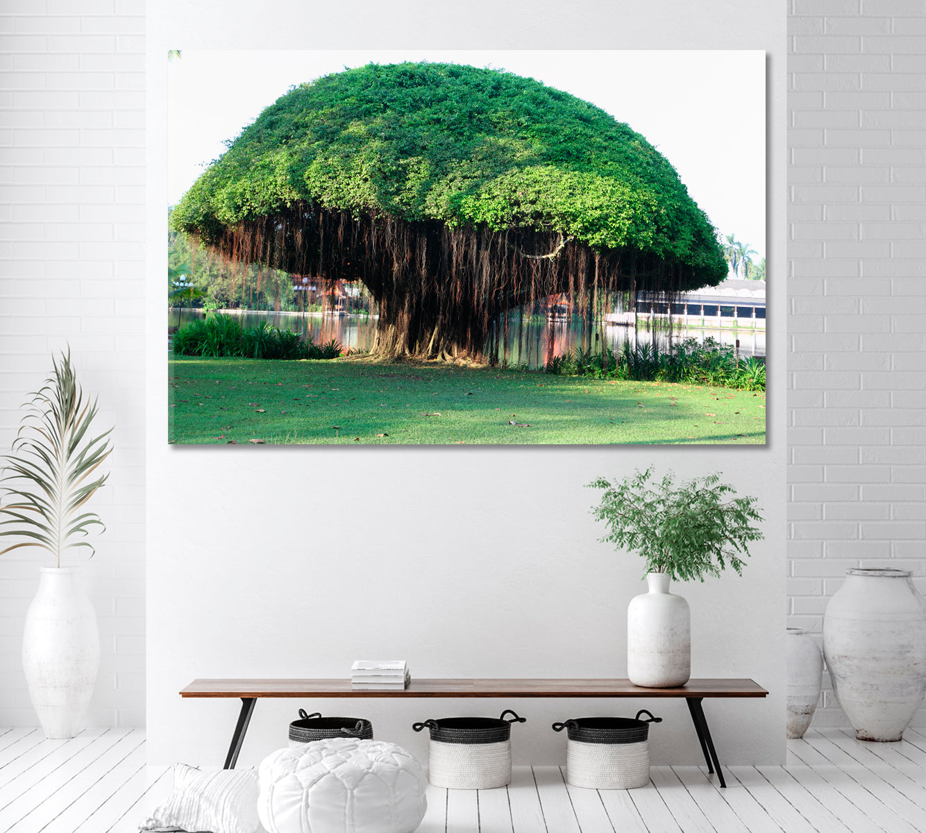Old Banyan Tree Canvas Print ArtLexy 1 Panel 24"x16" inches 