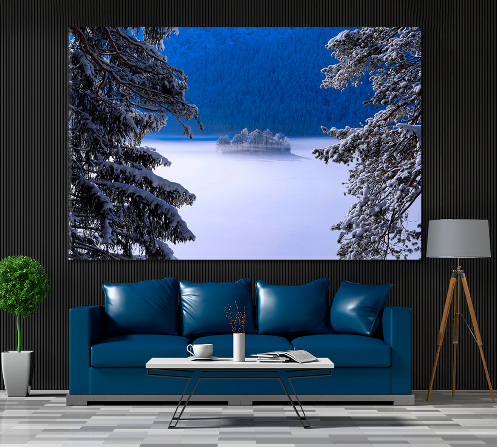 Eibsee Lake in Winter Germany Canvas Print ArtLexy 1 Panel 24"x16" inches 