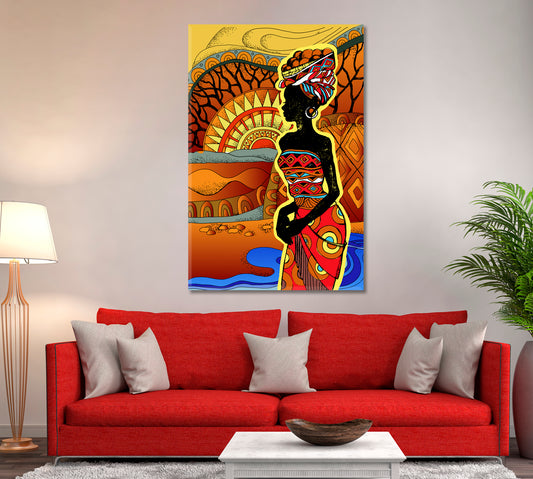 Abstract African Woman Silhouette Canvas Print ArtLexy   