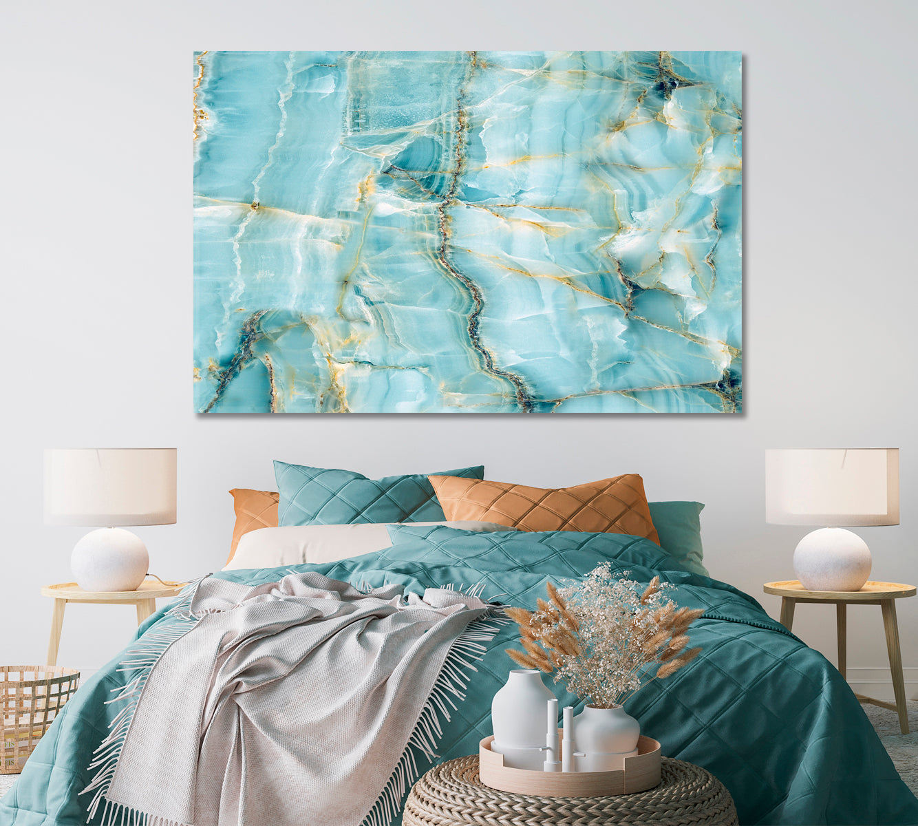 Natural Light Blue Marble Stone Canvas Print ArtLexy   