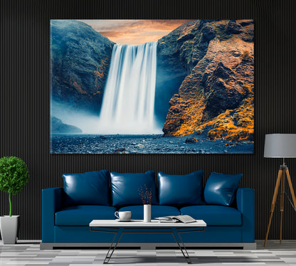 Amazing Skogafoss Waterfall Iceland Canvas Print ArtLexy 1 Panel 24"x16" inches 