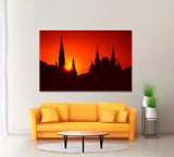 Silhouette of Moscow Kremlin at Sunset Canvas Print ArtLexy 1 Panel 24"x16" inches 