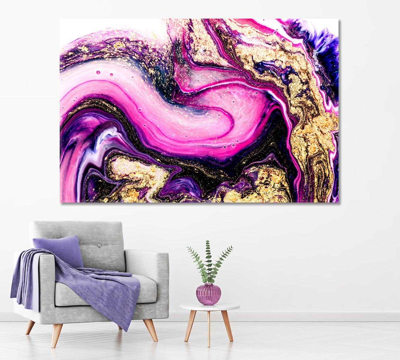 Luxury Abstract Purple Swirl Pattern Canvas Print ArtLexy 1 Panel 24"x16" inches 