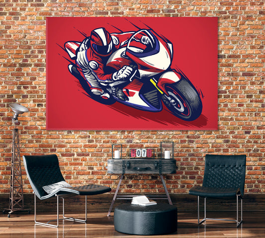 Motorcycle Race Canvas Print ArtLexy 1 Panel 24"x16" inches 
