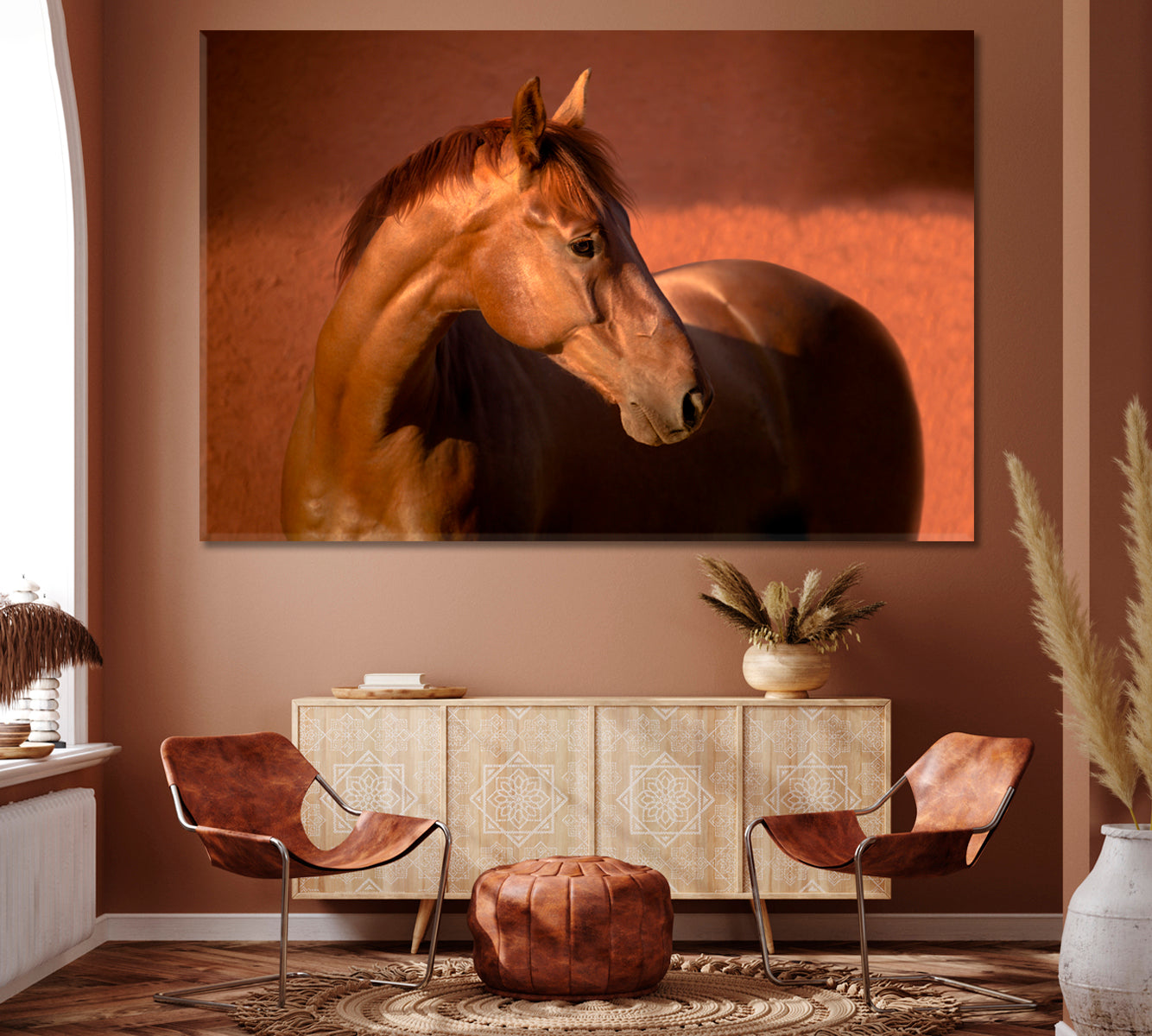 Beautiful Chestnut Horse Canvas Print ArtLexy 1 Panel 24"x16" inches 