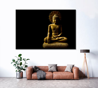 Statue of Buddha in Meditation Canvas Print ArtLexy 1 Panel 24"x16" inches 