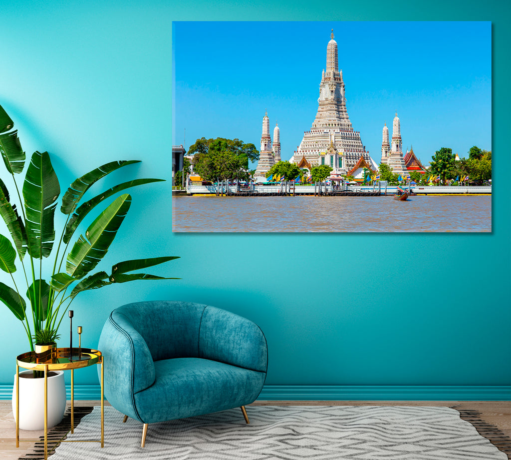 Wat Arun Temple Bangkok Thailand Canvas Print ArtLexy 1 Panel 24"x16" inches 