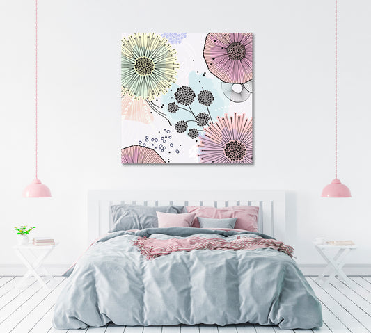 Abstract Contemporary Flowers Canvas Print ArtLexy 1 Panel 12"x12" inches 