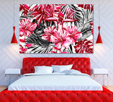 Colorful Tropical Flowers Canvas Print ArtLexy 1 Panel 24"x16" inches 