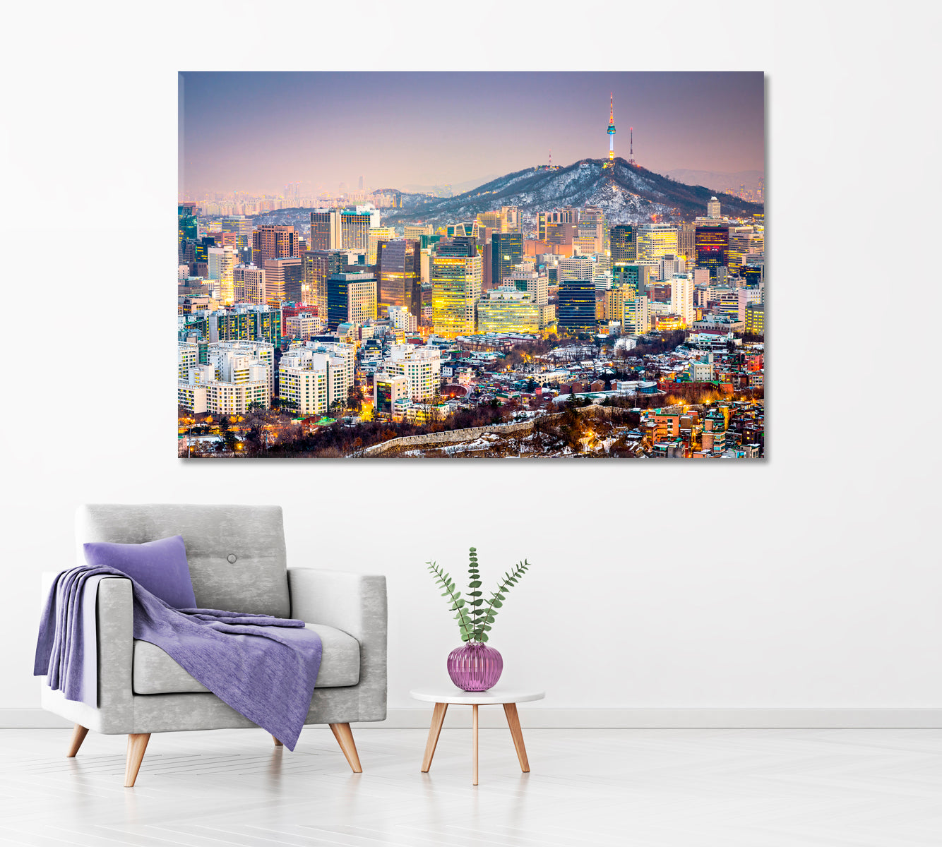Seoul Downtown Cityscape Canvas Print ArtLexy 1 Panel 24"x16" inches 